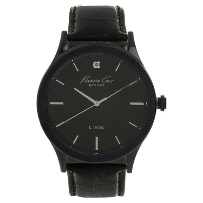 Kenneth Cole Quartz Analog Black Dial Leather Strap Watch for Men-KC10024367MNJ