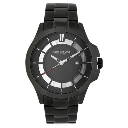 Kenneth Cole Quartz Analog with Date Black Dial Stainless Steel Strap Watch for Men-NCKC10027462MN