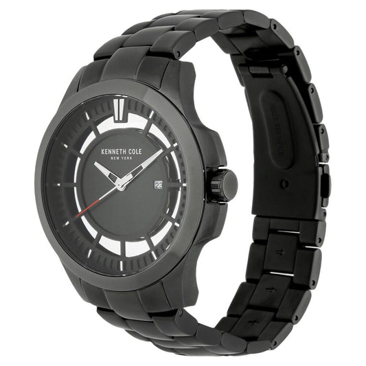 Kenneth Cole Quartz Analog with Date Black Dial Stainless Steel Strap Watch for Men-NCKC10027462MN