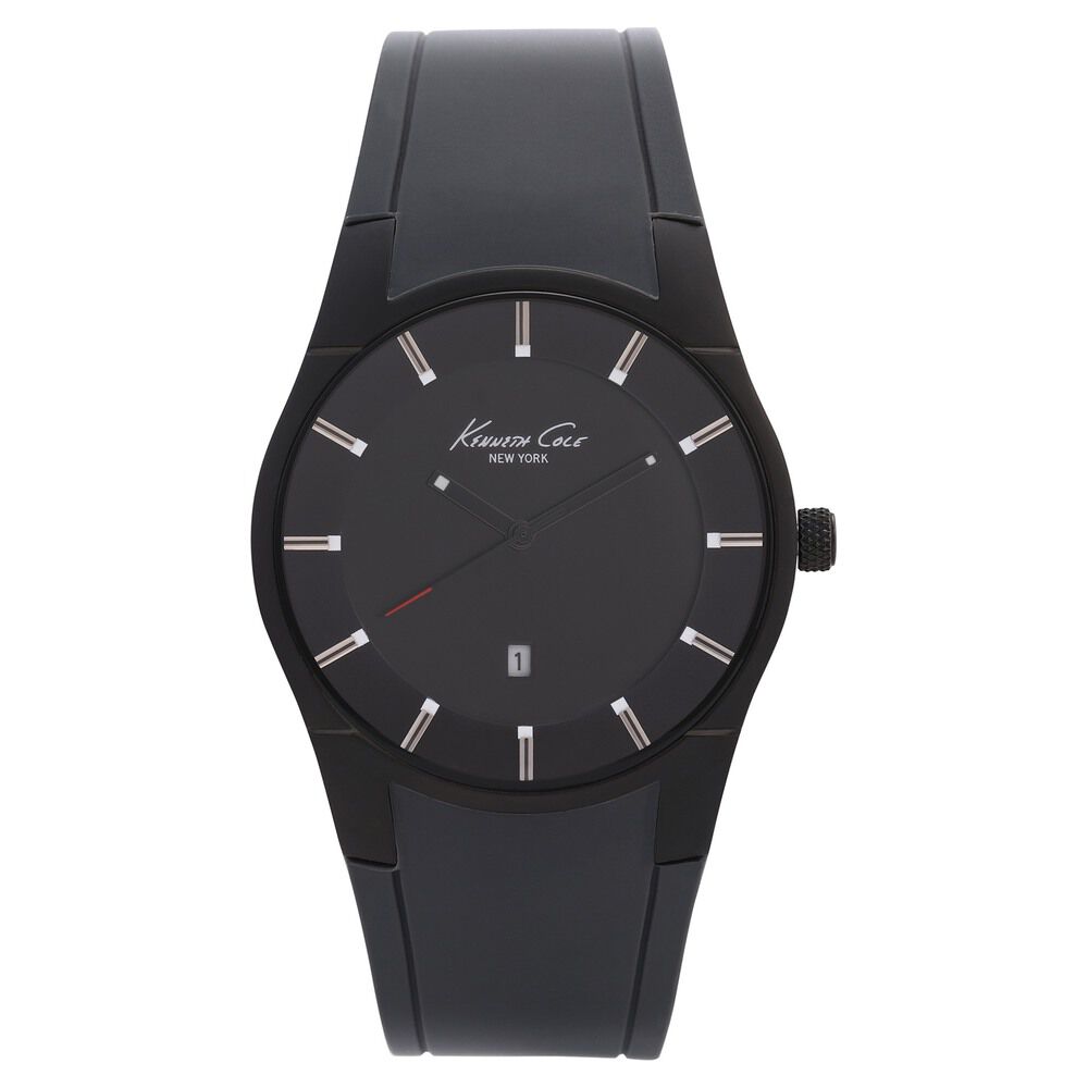 Kenneth Cole Quartz Analog Black Dial Silicone Strap Watch for Men-KC10027723MNJ