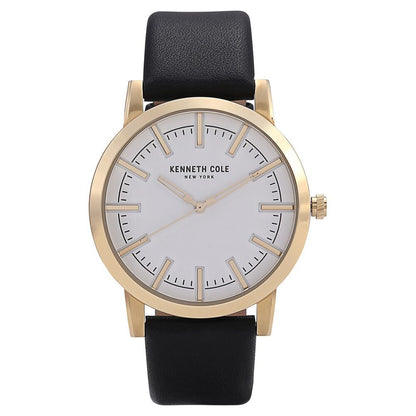 Kenneth Cole Quartz Analog White Dial Leather Strap Watch for Men-KC10030810MNJ