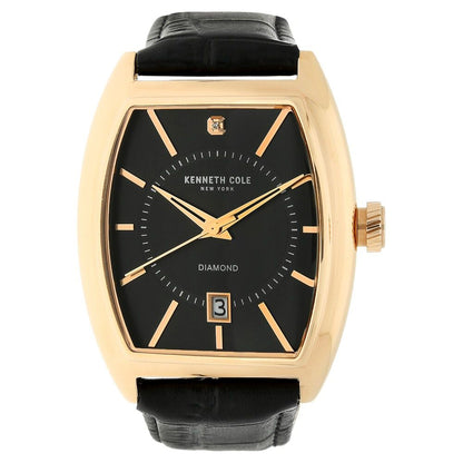 Kenneth Cole Quartz Analog Black Dial Leather Strap Watch for Men-KC10030819MNJ