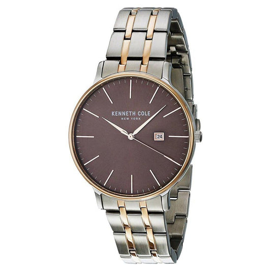 Kenneth Cole Quartz Analog with Date Brown Dial Stainless Steel Strap Watch for Men-NCKC15095001MN