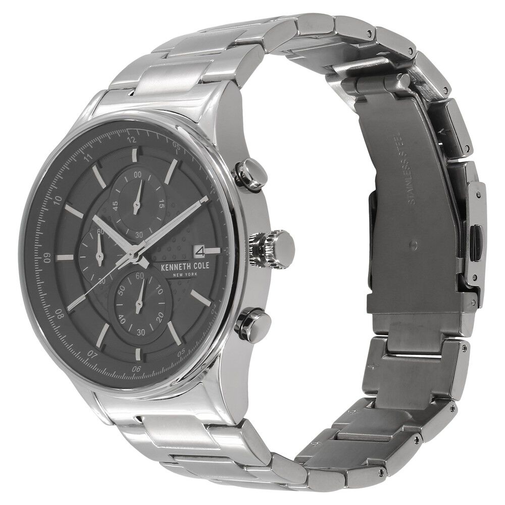 Kenneth Cole Quartz Chronograph Grey Dial Metal Strap Watch for Men-NCKC15101001MN