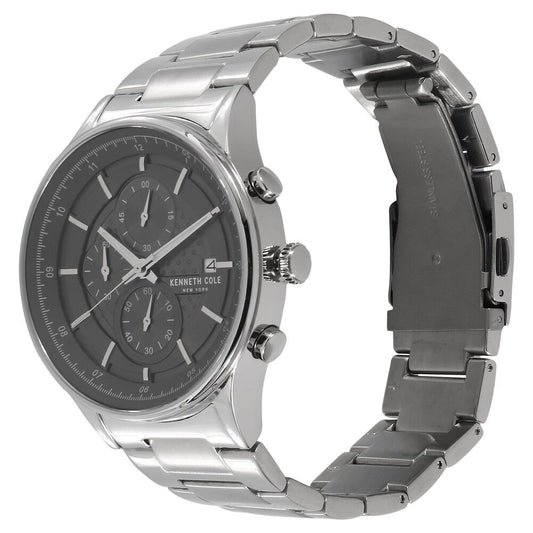 Kenneth Cole Quartz Chronograph Grey Dial Metal Strap Watch for Men-NCKC15101001MN