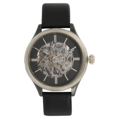 Kenneth Cole Automatic Grey Dial Leather Strap Watch for Men-NCKC15171004MN