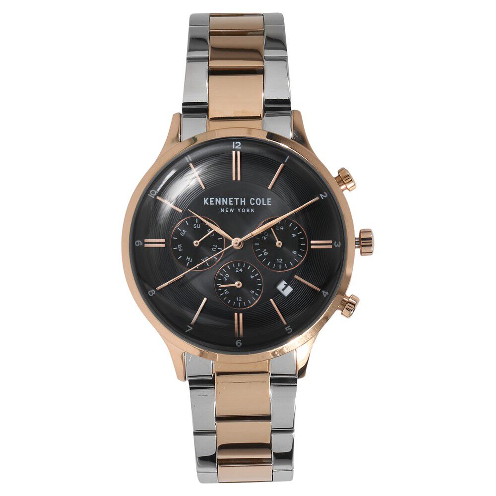 Kenneth Cole Quartz Multifunction Black Dial Metal Strap Watch for Men-KC15177002MN