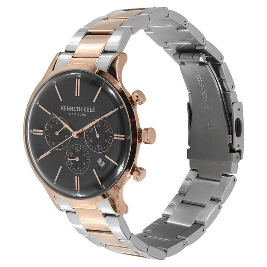 Kenneth Cole Quartz Multifunction Black Dial Metal Strap Watch for Men-KC15177002MN