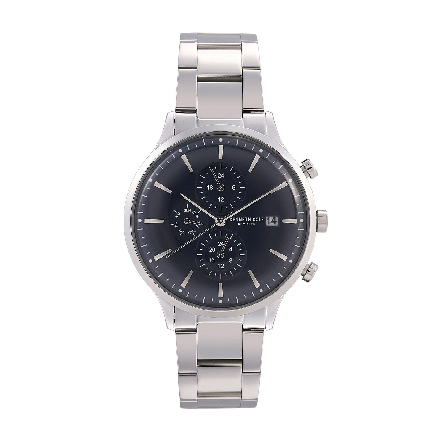 Kenneth Cole Quartz Multifunction Blue Dial Stainless Steel Strap Watch for Men-NCKC15181004MN
