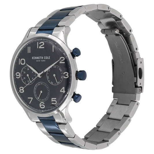 Kenneth Cole Quartz Multifunction Blue Dial Metal Strap Watch for Men-NCKC15185003MN