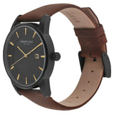 Kenneth Cole Quartz Analog with Date Black Dial Leather Strap Watch for Men-KC15204003MN