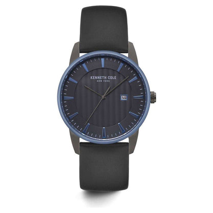 Kenneth Cole Quartz Analog with Date Grey Dial Leather Strap Watch for Men-NCKC15204004MN