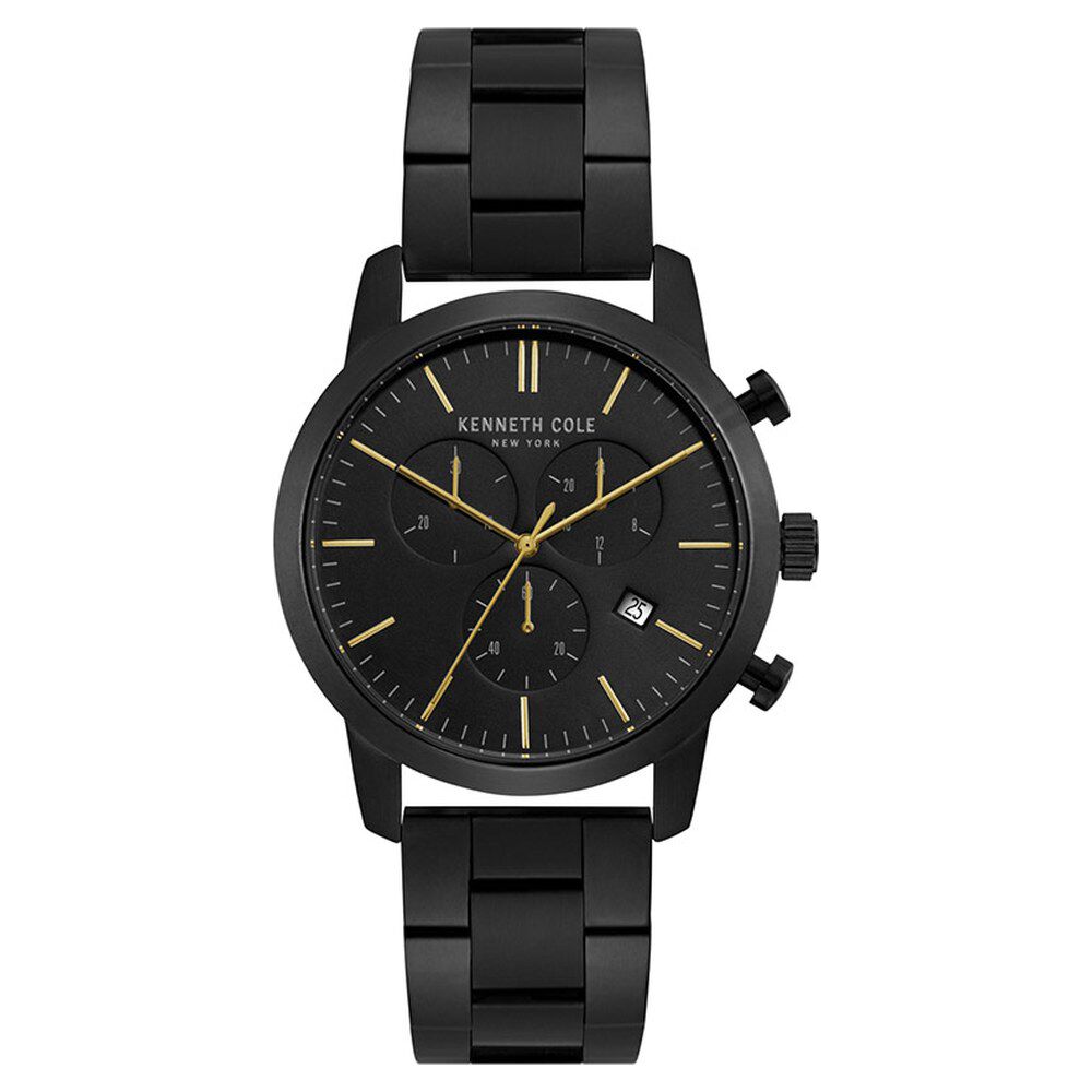 Kenneth Cole Quartz Chronograph Black Dial Stainless Steel Strap Watch for Men-NCKC50053006MN