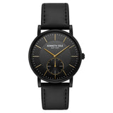 Kenneth Cole Quartz Analog Black Dial Leather Strap Watch for Men-NCKC50066005MN