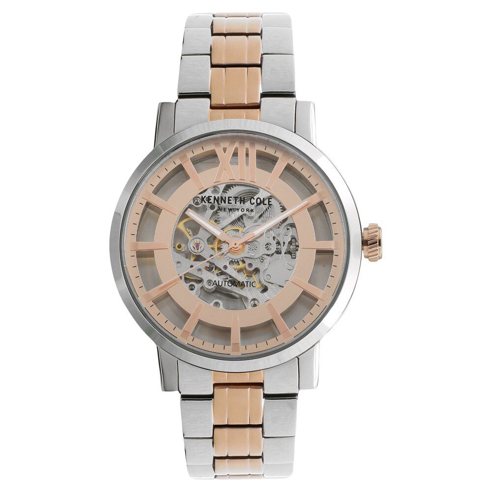 Kenneth Cole Automatic Rose Gold Dial Stainless Steel Strap Watch for Men-NCKC50118001MN