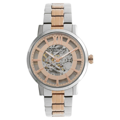 Kenneth Cole Automatic Rose Gold Dial Stainless Steel Strap Watch for Men-NCKC50118001MN