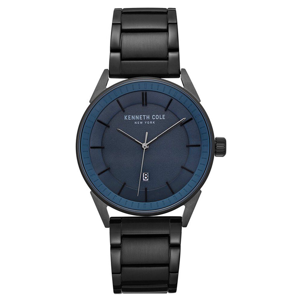 Kenneth Cole Quartz Analog with Date Blue Dial Stainless Steel Strap Watch for Men-NCKC50190003MN