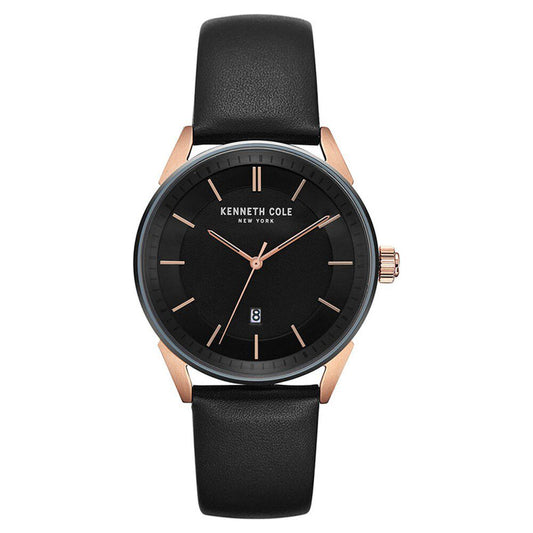 Kenneth Cole Quartz Analog with Date Grey Dial Leather Strap Watch for Men-NCKC50190004MN