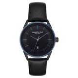 Kenneth Cole Quartz Analog with Date Black Dial Leather Strap Watch for Men-NCKC50190005MN