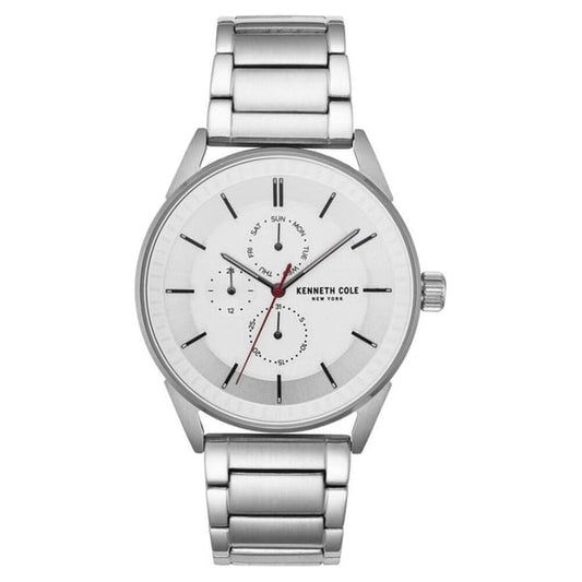 Kenneth Cole Quartz Multifunction Silver Dial Stainless Steel Strap Watch for Men-NCKC50191004MN
