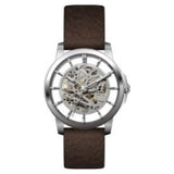 Kenneth Cole Automatic Silver Dial Leather Strap Watch for Men-NCKC50227004MN