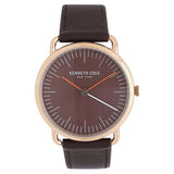 Kenneth Cole Quartz Analog Brown Dial Leather Strap Watch for Men-NDKC50777003MN