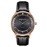 Kenneth Cole Quartz Analog Solar Grey Dial Leather Strap Watch for Men-NDKC50784004MN
