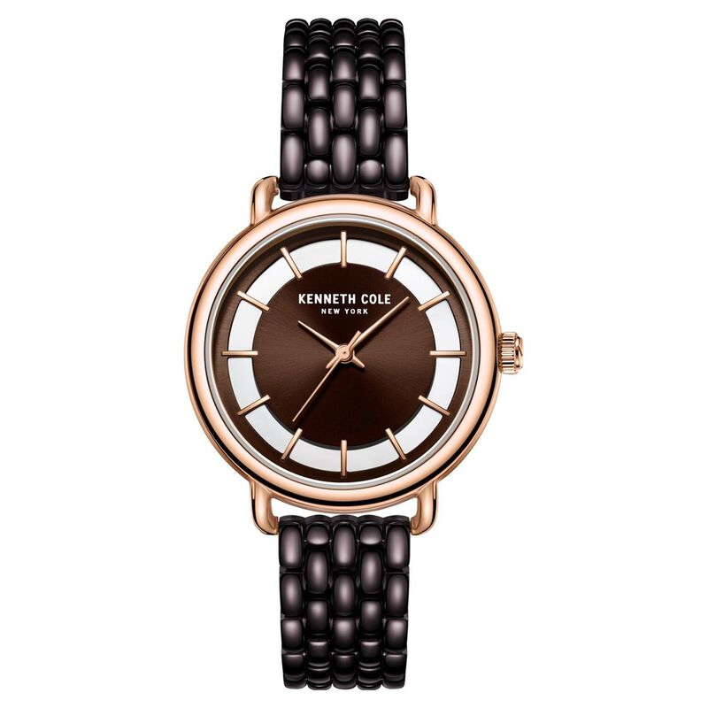 Kenneth Cole Quartz Analog Brown Dial Stainless Steel Strap Watch For Women