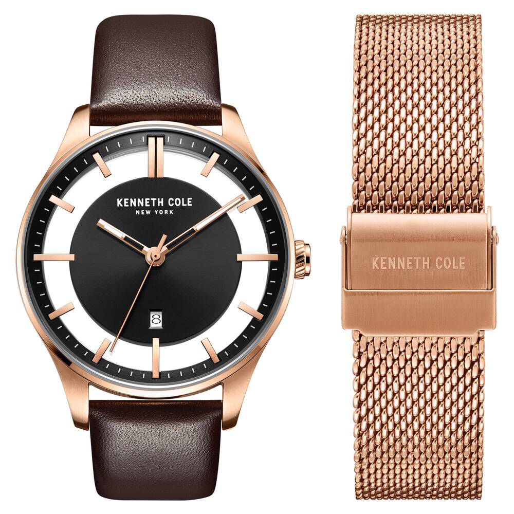 Kenneth Cole Quartz Analog Black Dial Metal Strap Watch for Men-NCKC50919002MN