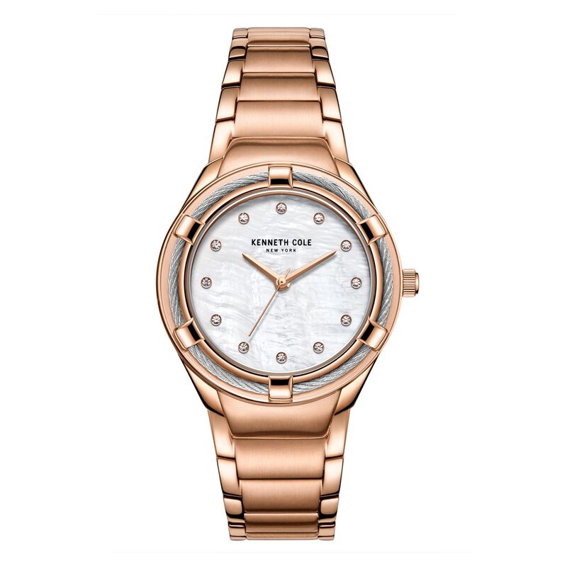Kenneth Cole Quartz Analog Mother Of Pearl Dial Stainless Steel Strap Watch For Women