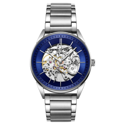 Kenneth Cole Automatic Blue Dial Stainless Steel Strap Watch for Men-NCKC51016001MN