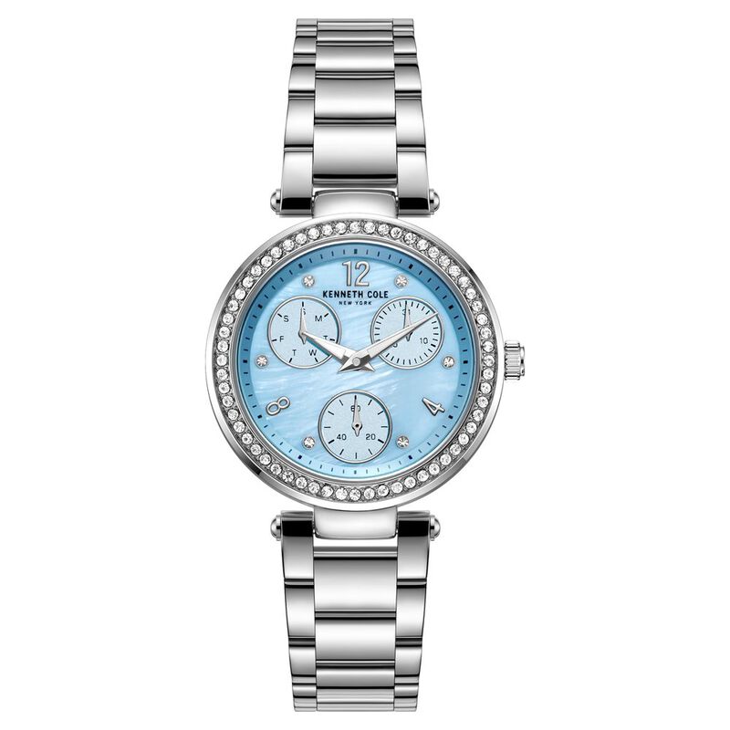 Kenneth Cole Quartz Multifunction Mother Of Pearl Dial Stainless Steel Strap Watch For Women