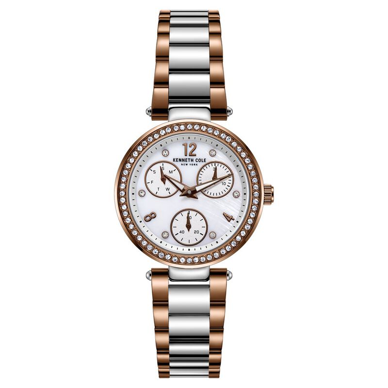 Kenneth Cole Quartz Multifunction Mother Of Pearl Dial Stainless Steel Strap Watch For Women