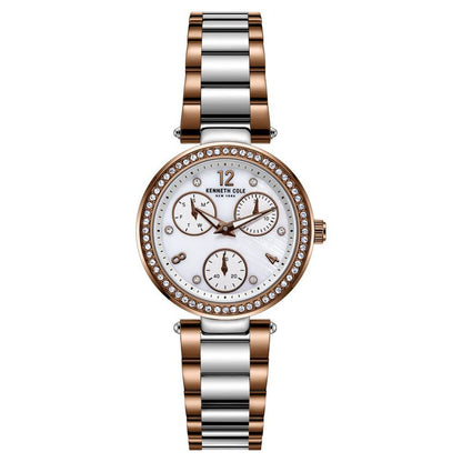 Kenneth Cole Quartz Multifunction Mother Of Pearl Dial Stainless Steel Strap Watch For Women