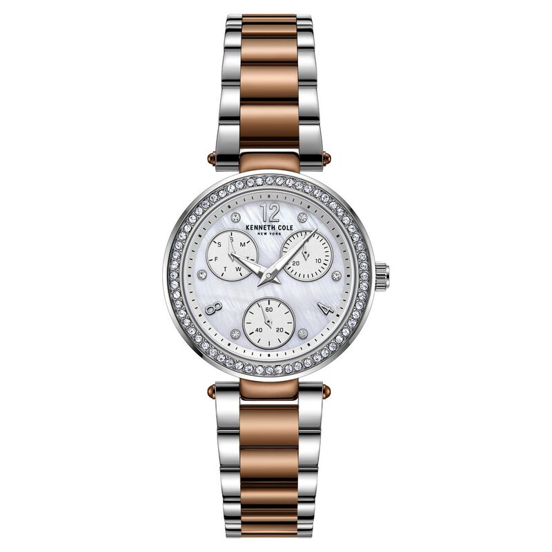 Kenneth Cole Quartz Multifunction Mother Of Pearl Dial Stainless Steel Strap Watch For Women