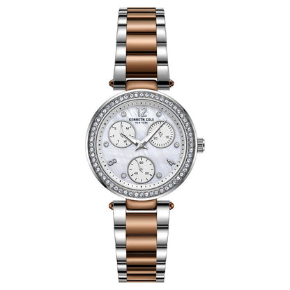 Kenneth Cole Quartz Multifunction Mother Of Pearl Dial Stainless Steel Strap Watch For Women