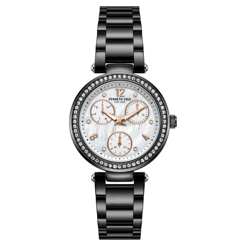 Kenneth Cole Quartz Multifunction Mother Of Pearl Dial Stainless Steel Strap Watch For Women