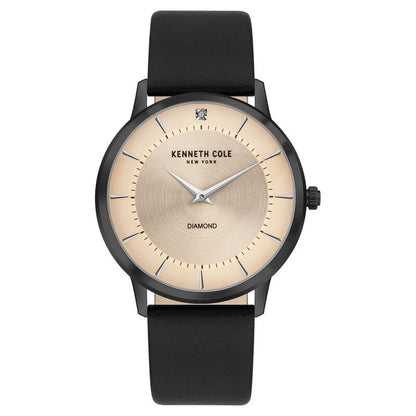 Kenneth Cole Quartz Analog Rose Gold Dial Leather Strap Watch For Men