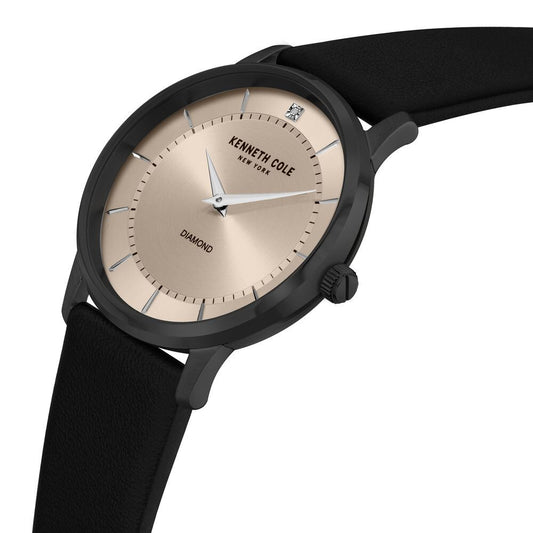 Kenneth Cole Quartz Analog Rose Gold Dial Leather Strap Watch For Men