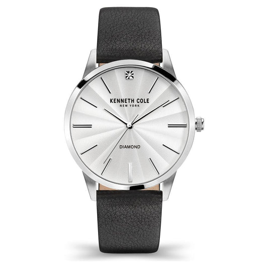 Kenneth Cole Silver Dial Leather Strap Watch For Men