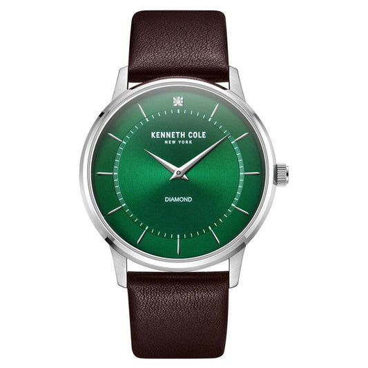 Kenneth Cole Quartz Analog Green Dial Leather Strap Watch for Men