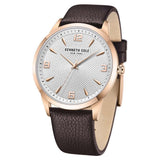 Kenneth Cole Quartz Analog Silver Dial Leather Strap Watch For Men