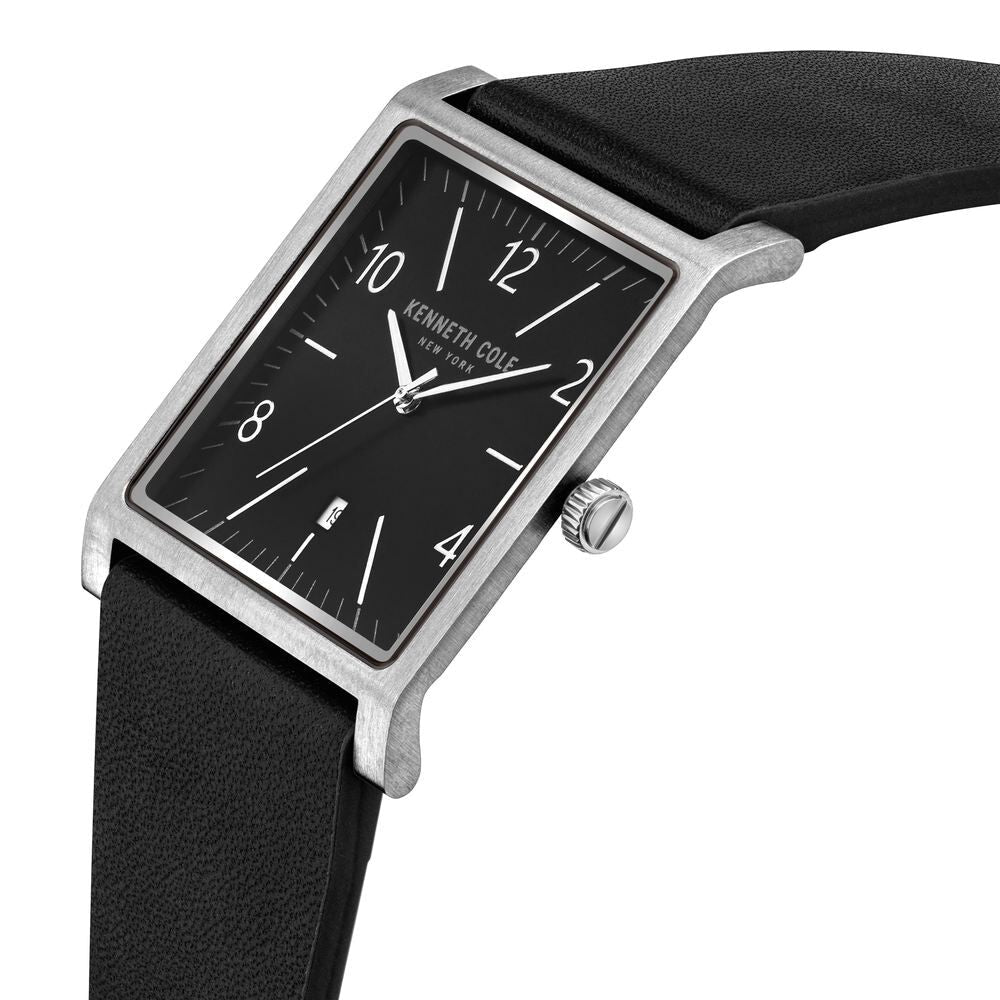 Kenneth Cole Quartz Analog Black Dial Leather Strap Watch For Men
