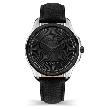 Kenneth Cole Quartz Analog With Date Black Dial Leather Strap Watch For Men