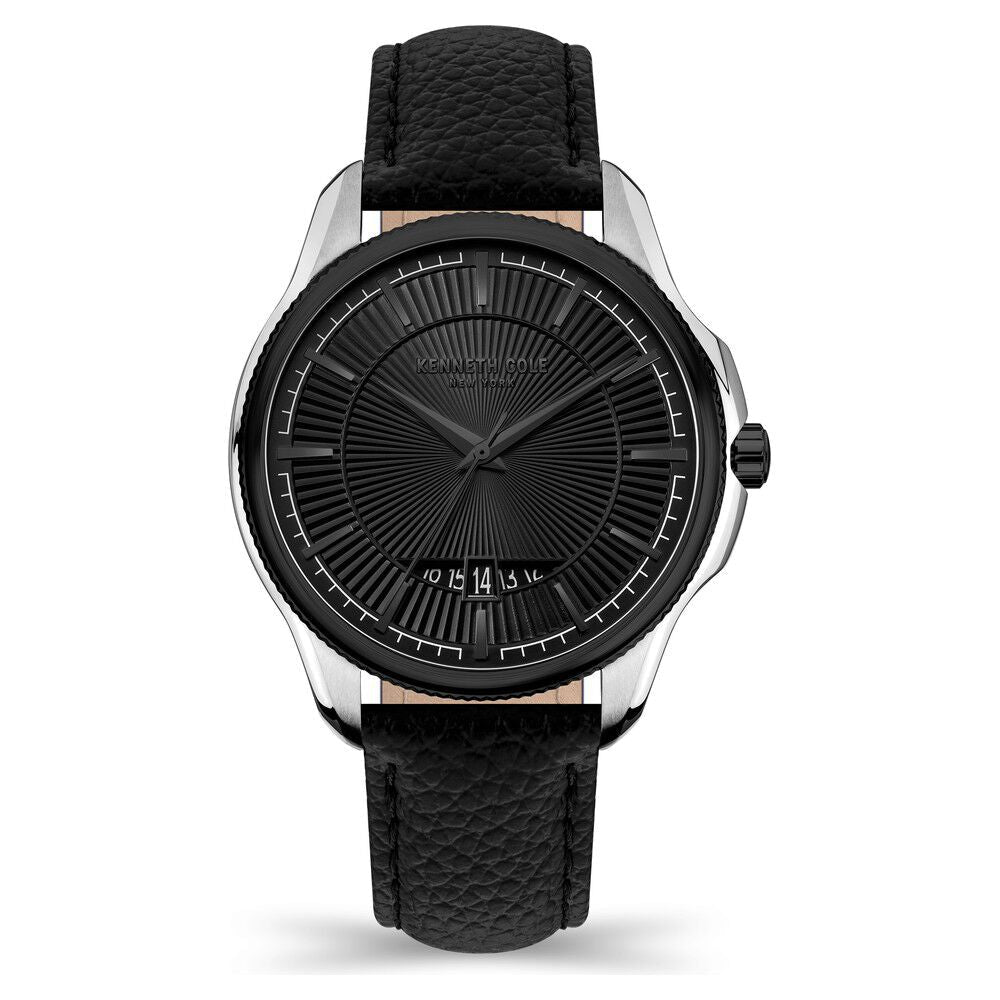 Kenneth Cole Quartz Analog with Date Black Dial Leather Strap Watch for Men