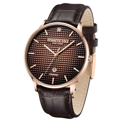 Kenneth Cole Brown Dial Quartz Analog Leather Strap Watch for Men