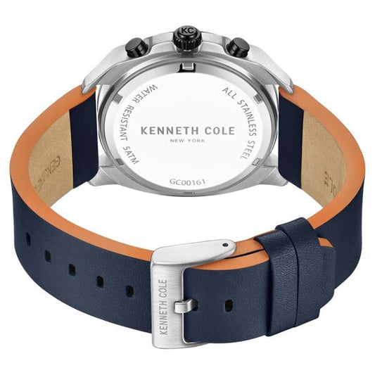 Stylish Kenneth Cole Quartz Chronograph Watch with Blue Leather Strap