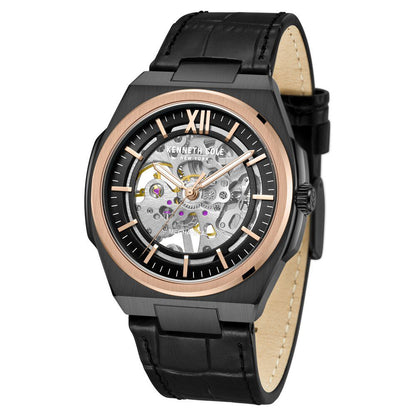 Kenneth Cole Black Dial Analog Mechanical Hand Wound Watch for Men