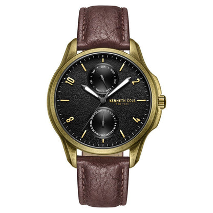 Kenneth Cole Quartz Multifunction Brown dial Leather Strap Watch for Men KCWGF0015901MN