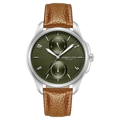 Kenneth Cole Quartz Multifunction Green dial Leather Strap Watch for Men KCWGF0015902MN